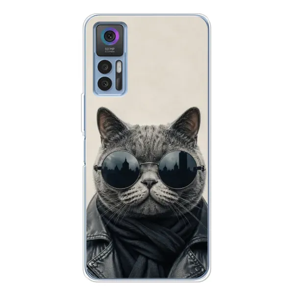 Чехол с рисунком «Модный кот» для TCL K23