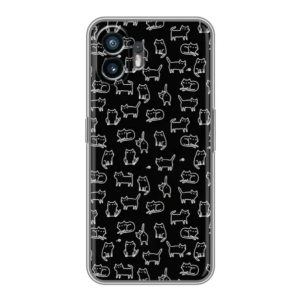 Чехол с рисунком «Котики на черном» для TCL K70