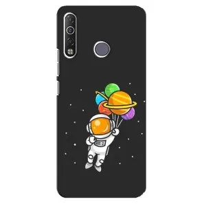Силиконовый Чехол с принтом "Космонавты" на TECNO Camon 12 Air CC6 (Космонавт с шариками)