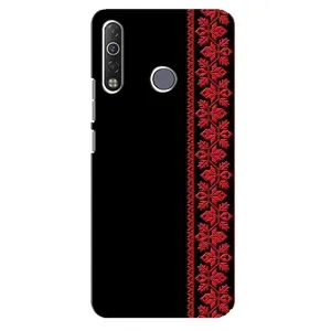 Силиконовый Чехол на TECNO Camon 12 Air CC6 (Красная Вышиванка)