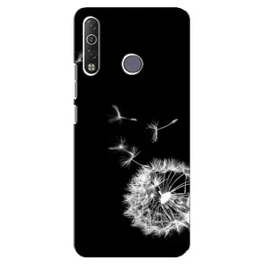Силиконовый Чехол с одуванчиками на TECNO Camon 12 Air CC6 (Одуванчик на чёрном)