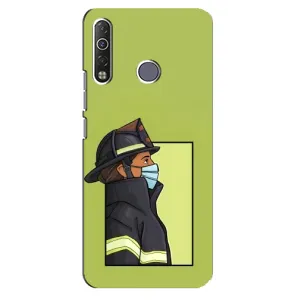 Силиконовый бампер (Работники) на TECNO Camon 12 Air CC6 (Пожарник)