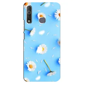 Чехол с Цветами для TECNO Camon 12 Air CC6 (ромашки на голубом)