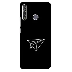 Чехол с картинками на черном фоне для TECNO Camon 12 Air CC6 (Самолетик)