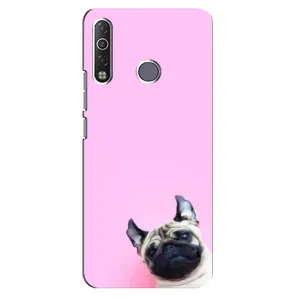 Бампер для TECNO Camon 12 Air CC6 с картинкой "Песики" (Собака на розовом)