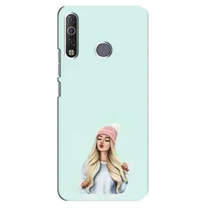 Силіконовый Чохол на TECNO Camon 12 Air CC6 з картинкой Модных девушек (В шапці)