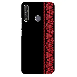 Силиконовый Чехол на TECNO Camon 12 Air CC6 с картинкой Вышиванки (Вышиванка на черном)