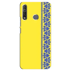 Силиконовый Чехол на TECNO Camon 12 Air CC6 (Вышиванка на желтом)