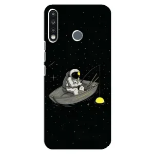 Силиконовый Чехол с принтом "Космонавты" на TECNO Camon 12 CC7 (Космонавт на рыбалке)
