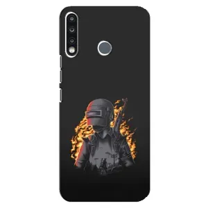 Силиконовый чехол с картинкой "Герой Pubg" на TECNO Camon 12 CC7 (В огне)