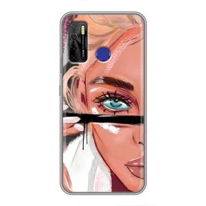 Силиконовый Чехол на TECNO Camon 15 Air с картинкой Стильных Девушек (Девушка и ресницы)