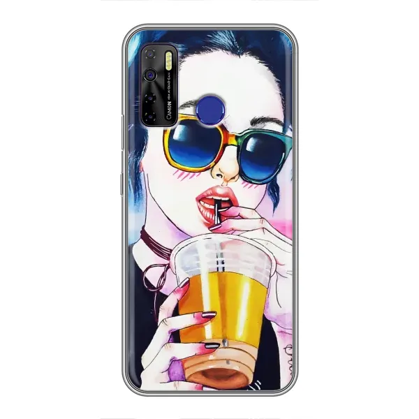 Чехол с рисунком «Девушка с коктейлем» для TECNO Camon 15 Air