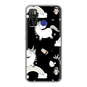 Чехол Unicorn на TECNO Camon 15 Air (Единорог с кофе)