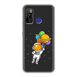 Силиконовый Чехол с принтом "Космонавты" на TECNO Camon 15 Air (Космонавт с шариками)