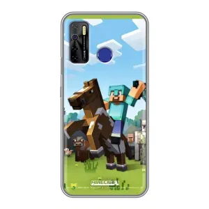 Чехлы для TECNO Camon 15 Air (Персонажи Майн Крафт) (На коне)