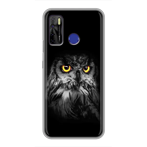 Чехол с рисунком «Сова на чёрном» для TECNO Camon 15 Air