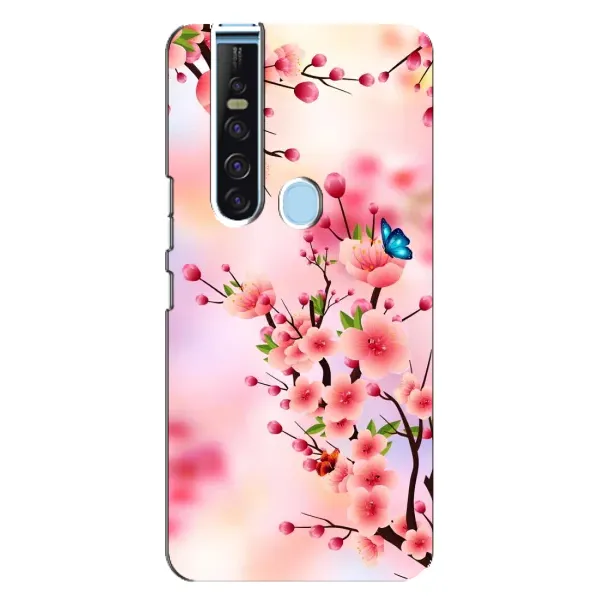 Чехол с рисунком «Бабочки на сакуре» для TECNO Camon 15 Pro