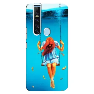 Чехол Стильные девушки на TECNO Camon 15 Pro (Девушка на качели)