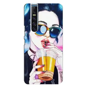 Чехол с картинкой Модные Девчонки TECNO Camon 15 Pro (Девушка с коктейлем)