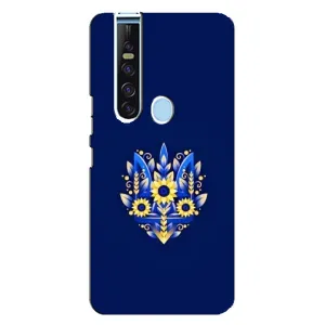 Чохол з картинкою (Патріотичний ГЕРБ) на TECNO Camon 15 Pro (Герб в квітах)