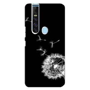 Силиконовый Чехол с одуванчиками на TECNO Camon 15 Pro (Одуванчик на чёрном)