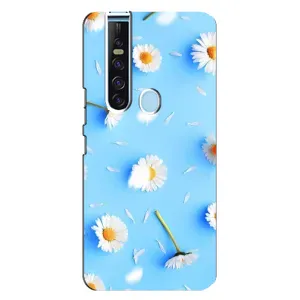 Чехол с Цветами для TECNO Camon 15 Pro (ромашки на голубом)