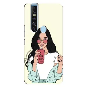 Силиконовый Чехол на TECNO Camon 15 Pro с картинкой Стильных Девушек (С напитком)