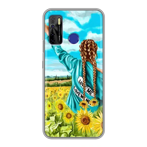 Чехол с рисунком «Девушка на поле» для TECNO Camon 15
