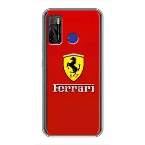 Силиконовый бампер с картинкой машины на TECNO Camon 15 (Ferrari Logo)