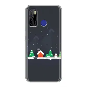 Силиконовый бампер на рождество для TECNO Camon 15 (Город зимний)