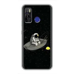 Силиконовый Чехол с принтом "Космонавты" на TECNO Camon 15 (Космонавт на рыбалке)