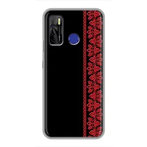 Силиконовый Чехол на TECNO Camon 15 (Красная Вышиванка)