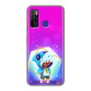 Чехол Бравл Старс для TECNO Camon 15 (Леон в костюме Акулы)