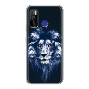 Чехол с картинкой на TECNO Camon 15 (Лев - синий)