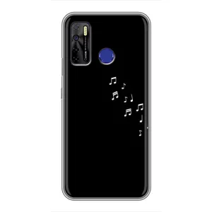 Чехол с картинками на черном фоне для TECNO Camon 15 (Ноты)