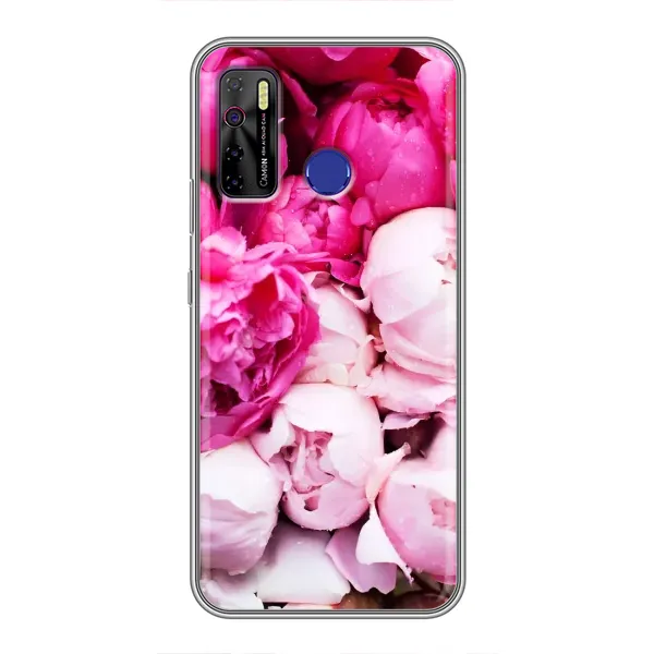 Чехол с рисунком «Пионы» для TECNO Camon 15
