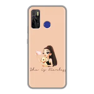 Силиконовый Чехол на TECNO Camon 15 с картинкой Стильных Девушек (С собакой)