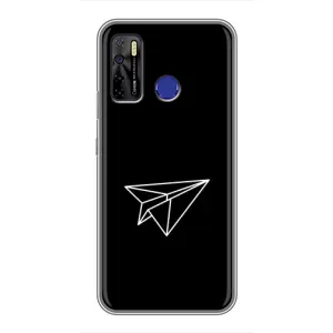 Чехол с картинками на черном фоне для TECNO Camon 15 (Самолетик)
