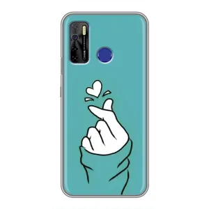 Чехлы (Знак сердечка) на TECNO Camon 15 (Сердечко на бирюзовом)