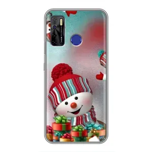 Чехлы на Новый Год TECNO Camon 15 (Снеговик в шапке)