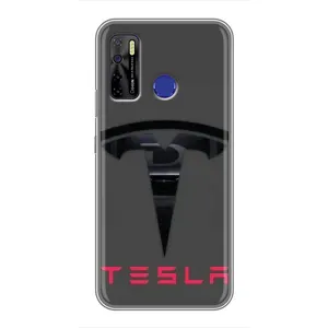 Силиконовый бампер с картинкой машины на TECNO Camon 15 (Logo TESLA)