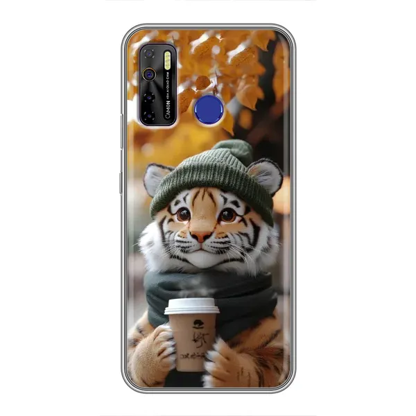 Чехол с рисунком «Тигр с кофе» для TECNO Camon 15 Чехол с рисунком «Тигр с кофе» для TECNO Camon 15