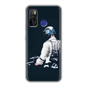 Силиконовый чехол с картинкой "Герой Pubg" на TECNO Camon 15 (В экиперовке)