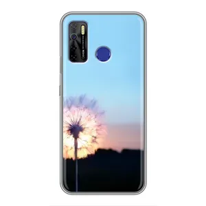 Силиконовый Чехол с одуванчиками на TECNO Camon 15 (Закат с одуванчиком)