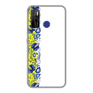 Силиконовый Чехол на TECNO Camon 15 с картинкой Вышиванки (Желто-синяя вышиванка)