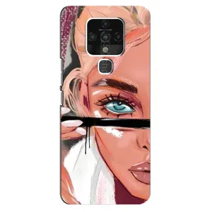 Силіконовый Чохол на TECNO Camon 16 Pro з картинкой Модных девушек (Дівчина та вії)