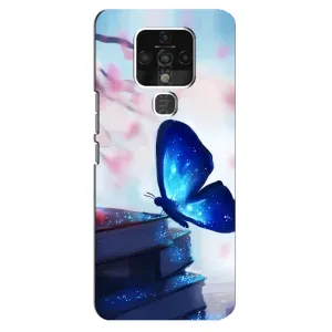 Силиконовый бампер с картинкой животных для TECNO Camon 16 SE (Бабочка синяя)