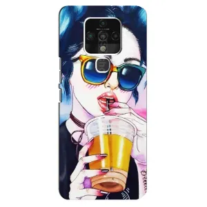 Чехол с картинкой Модные Девчонки TECNO Camon 16 SE (Девушка с коктейлем)