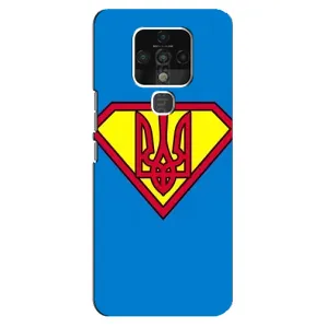 Чохол з картинкою (Патріотичний ГЕРБ) на TECNO Camon 16 SE (Герб - супер герой)