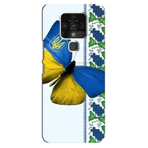 Чехол с Украинской символикой на Техно Камон 16 (Бабочка)